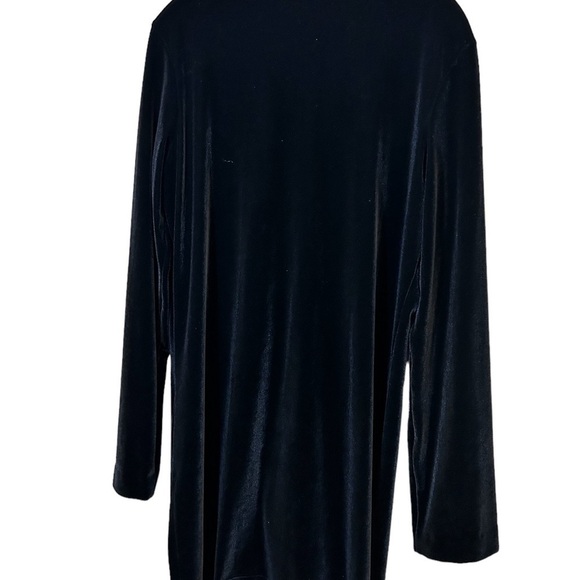 Women’s Black Velvet Long Sleeve Button Front Tunic Top Blouse Size Medium - Picture 6 of 7